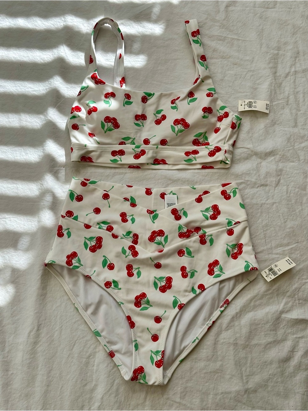 NWT Aerie Cherry Print Bikini Two-Piece Set (Top: S, Bottom: M)